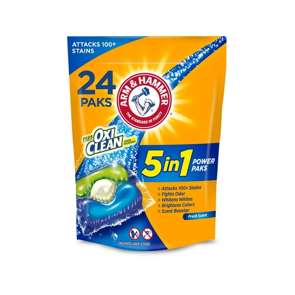 Arm & Hammer plus OxiClean 5-in-1 Power Paks, 24 Count (Pack of 3)