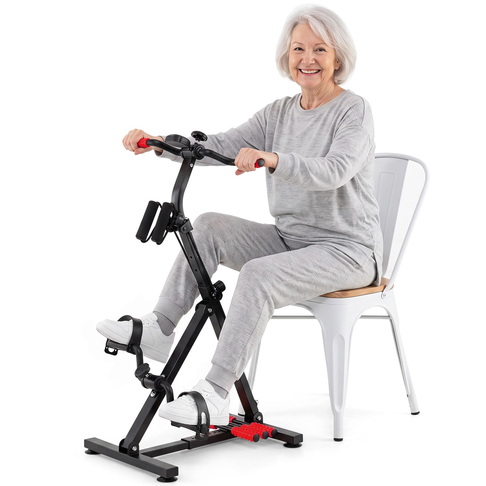 Arm and Leg Pedal Exerciser Bike for Seniors, Adjustable Resistance ...