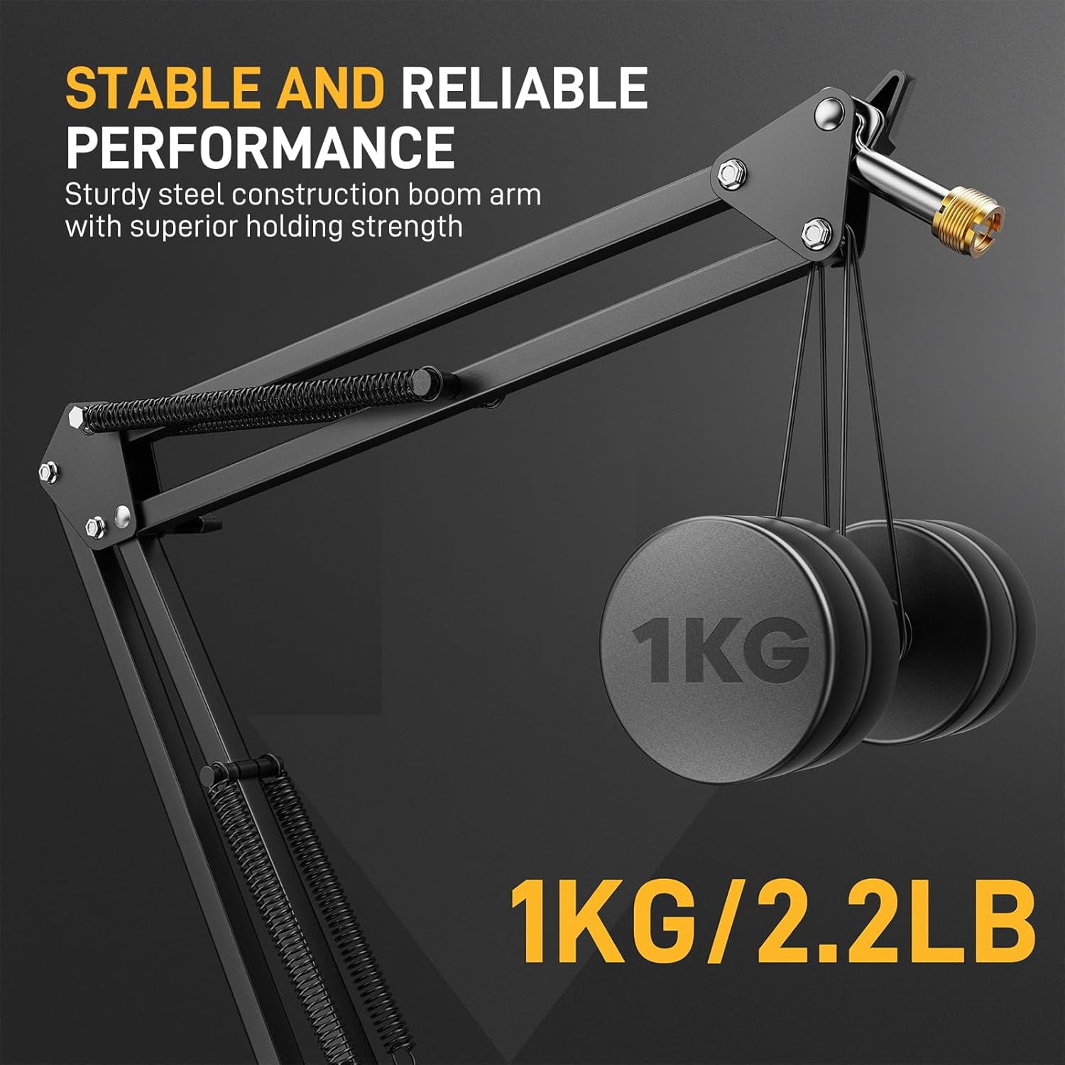 Arm Microphone Stand with  50MM Drivers Studio Headphones (BA20+AU-MH601) - Stable & Reliable Performance for Podcasters Streamers and Gamers