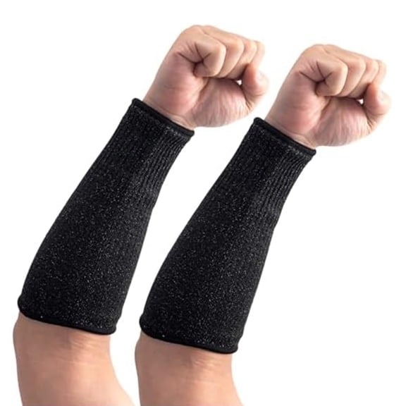 Arm Protectors 1 Pair Cut Resistant Forearm Sleeve Anti Burn & Abrasion Arm Sleeve Level 5 Arm Burn Protection Sleeve for Thin Skin, Bruising, Gardening, Kitchen Work Arm Guards, Black 8 inch/