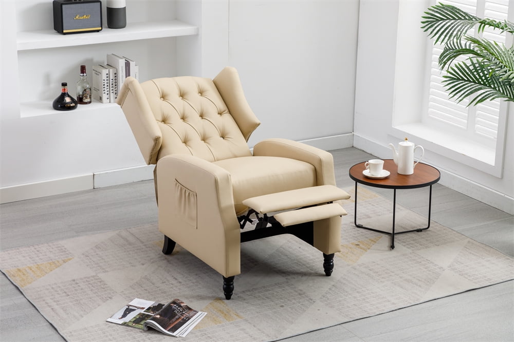 Arm Pushing Recliner Chair, Modern Button Tufted Wingback Manual Push ...