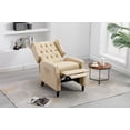 thumbnail image 1 of Arm Pushing Recliner Chair, Modern Button Tufted Wingback Manual Push Back Recliner Chair with Wood Leg & Side Pocket, Upholstered Living Room Chair Single Reclining Sofa Home Theater Seating, Camel, 1 of 7