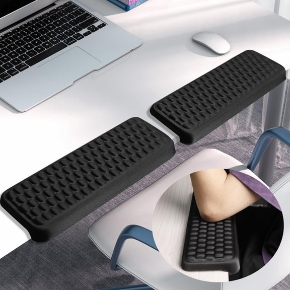 Arm Rest for Desk, L-Shaped Memory Foam Elbow Pads with Non-Slip Base, 2-Piece Ergonomic Desk Edge Cushion & Wrist Rest for Computer Keyboard, Office and Home Use