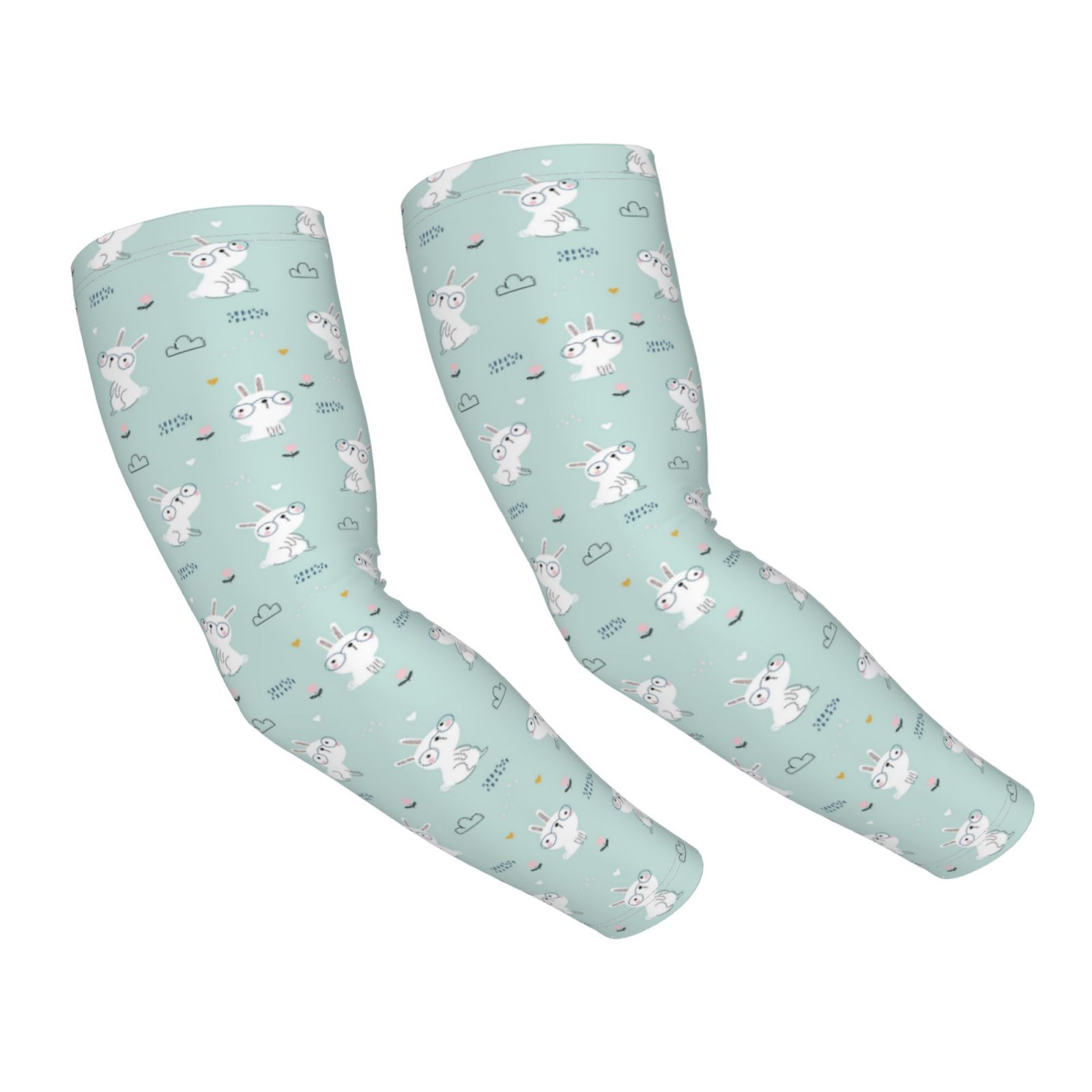 Arm Sleeves For Men/Women, Cute Glasses Rabbit Flower Sun Protection ...