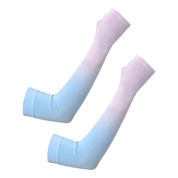 Arm Sleeves for Men & Women - Thumbhole Design Gradient Color Ice Silk Sun Protection Tattoo Cover Sleeve for Golfing Cycling Running