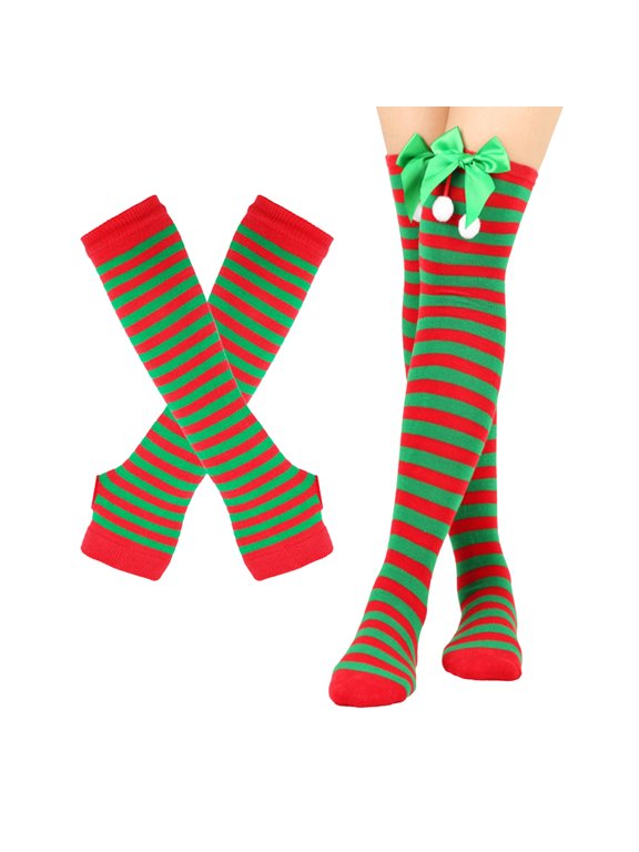 Arm Sleeves for Women Christmas Stocking Knit Long Warmer Thermal Cozy Hand Warmers