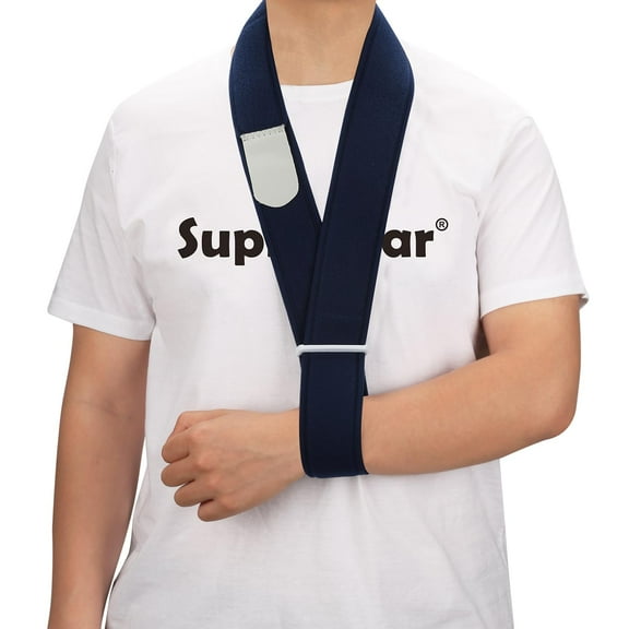 Arm Sling, Adjustable Collar and Cuff Sling Immobilizer Lightweight Neck Support Simple Arm Sling Breathable Medical Shoulder Support for Men Women, One Size Fits All, Black