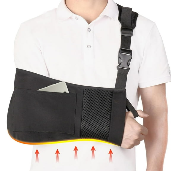 Arm Sling Shoulder Immobilizer with Pocket, Breathable Comfortable Medical Sling for Arm Support Shoulder Surgery Torn Rotator Cuff Elbow Wrist Injury, Right and Left, Men and Women