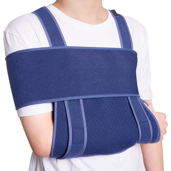 Arm Sling for Sleep, Shoulder Immobilizer for Women Men, Very Soft Sling for Rotator Cuff Tear, Fractured, Dislocation, Broken, Postoperative, Fits Left Right, Blue, S: Bust 25″-31.5″