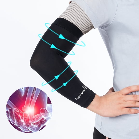 Arm Smart Copper Compression Sleeve - Copper-Infused Full Arm Sleeve , Compact Length for Flexible Fit, Breathable & Comfortable Brace for Pain Relief & Support - M