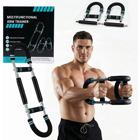 Arm Trainer & Chest Expander for Men and Women, Adjustable Power Bar with Spring Resistance (60-100 lb), Upper Strength Equipment for for Gym Workouts