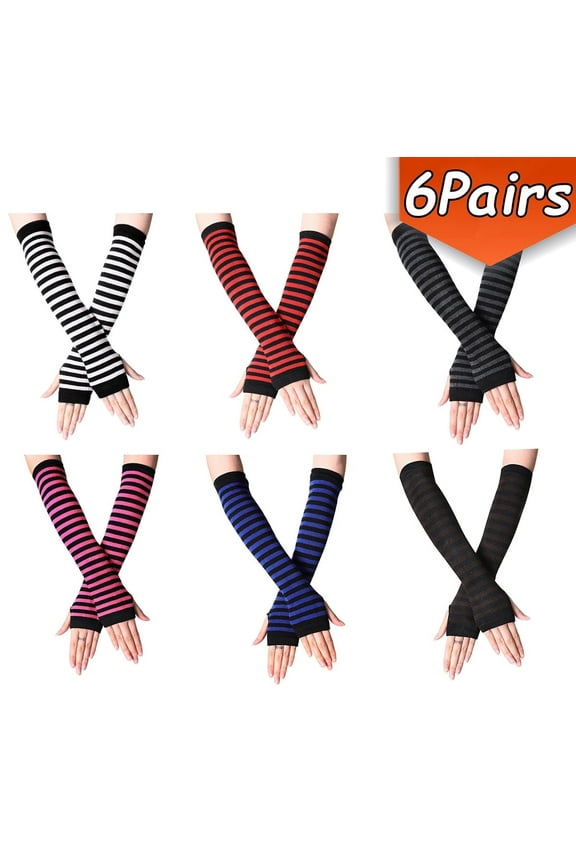 Arm Warmers Fingerless Gloves For Women Thumb Hole Stretchy Gloves Long  Leg Winter Warm Gloves 6 Pairs
