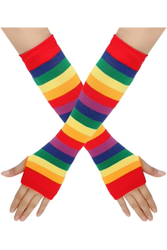 Arm Warmers Gloves Girls Arm Gloves Striped And Rainbow