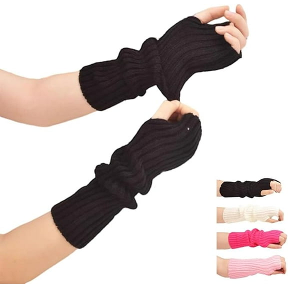 Arm Warmers for Women Girls, Fingerless Gloves Knitted Kawaii Arm Sleeves, Cute Japanese Style for Girls Costume School