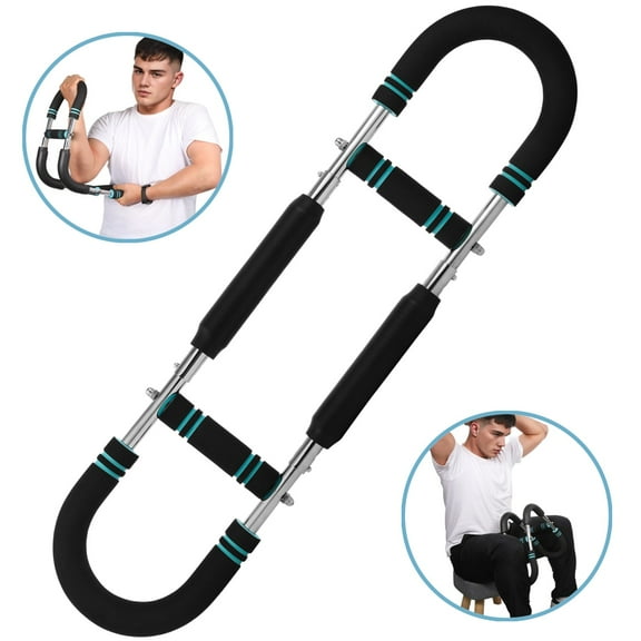 Arm Workout Equipment, Adjustable Chest Exerciser for Men, Quality Steel U-Shaped Arm Trainer, Comfortable Foam Handles, Home Gym Fitness Gear in Black and Blue