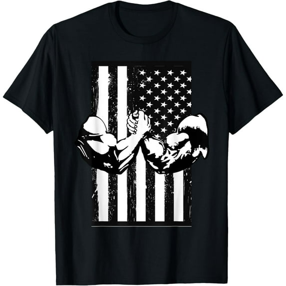 Arm Wrestling USA Flag Armwrestling Sports Power Gift Idea T-Shirt