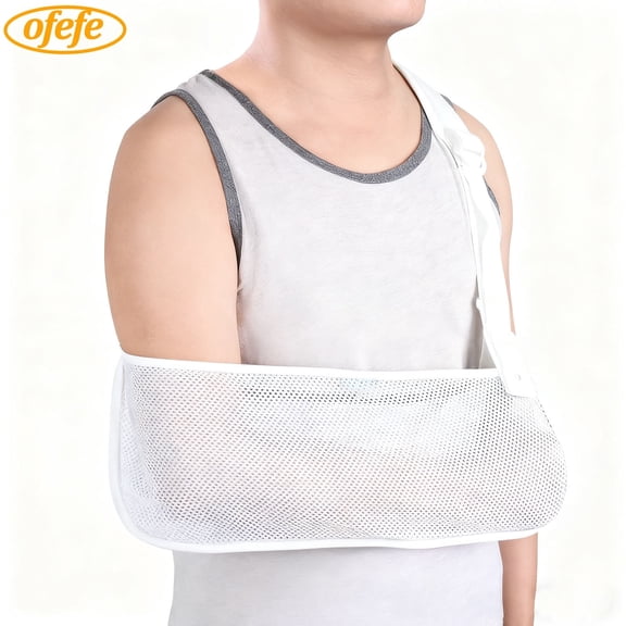 OFEFE Arm Sling,Mesh Arm Shoulder Sling Medical Shoulder Immobilizer for Shoulder Injury Torn Rotator Cuff,Stabilizes Elbow Wrist Injury(White)