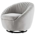 thumbnail image 1 of ArmTufted Chair Swivel Accent Tufted Chair, Black Grey Gray, Fabric, Modern Contemporary, Living Lounge Cafe Room Hotel Lobby Hospitality, 1 of 7