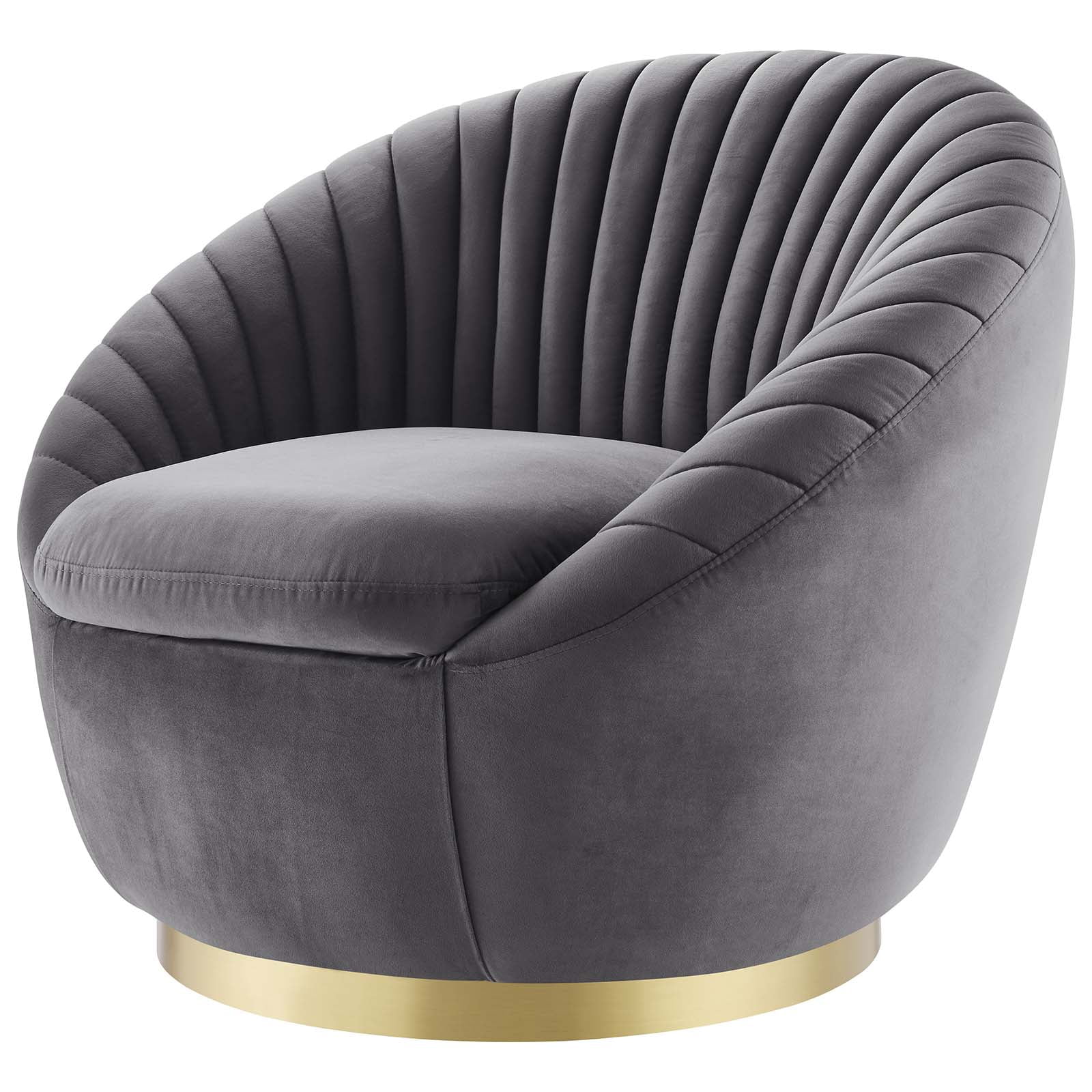 Gold Gray Velvet 32" Luxurious Swivel Accent Chair