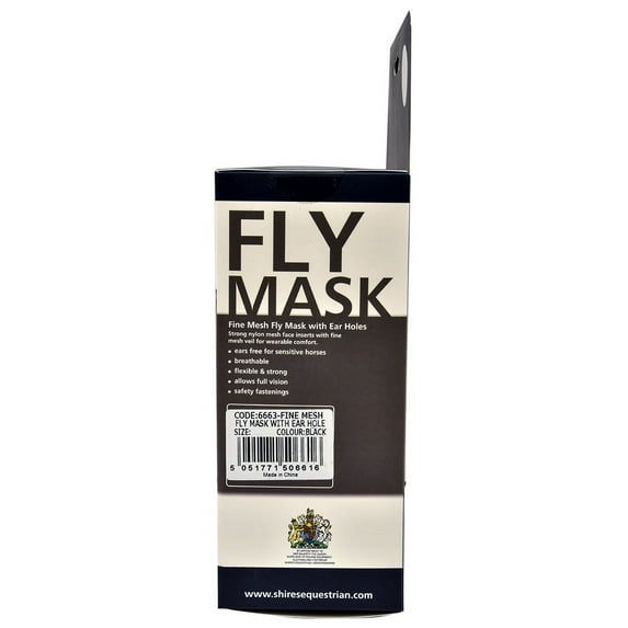 Shires Equestrian Fine Mesh Fly Mask with Ear Holes Blk FULL