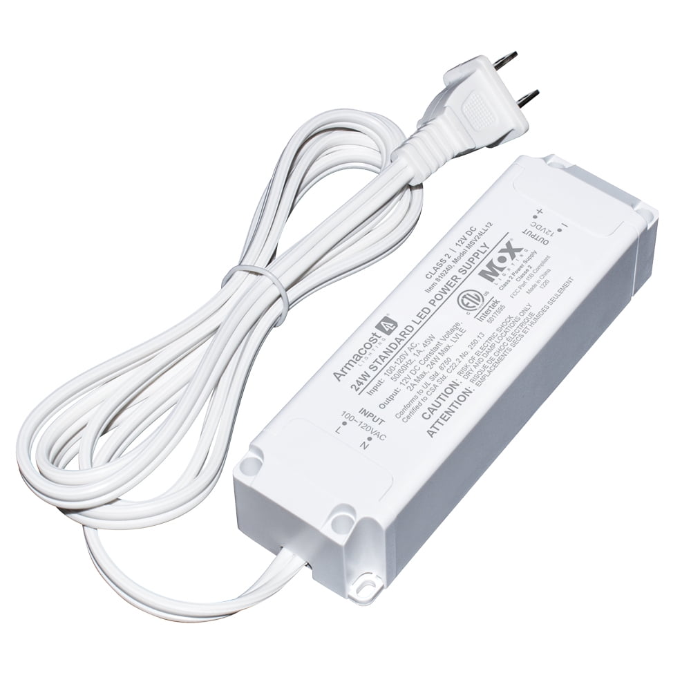 24-Watt White LED Power Supply with Detachable Cord
