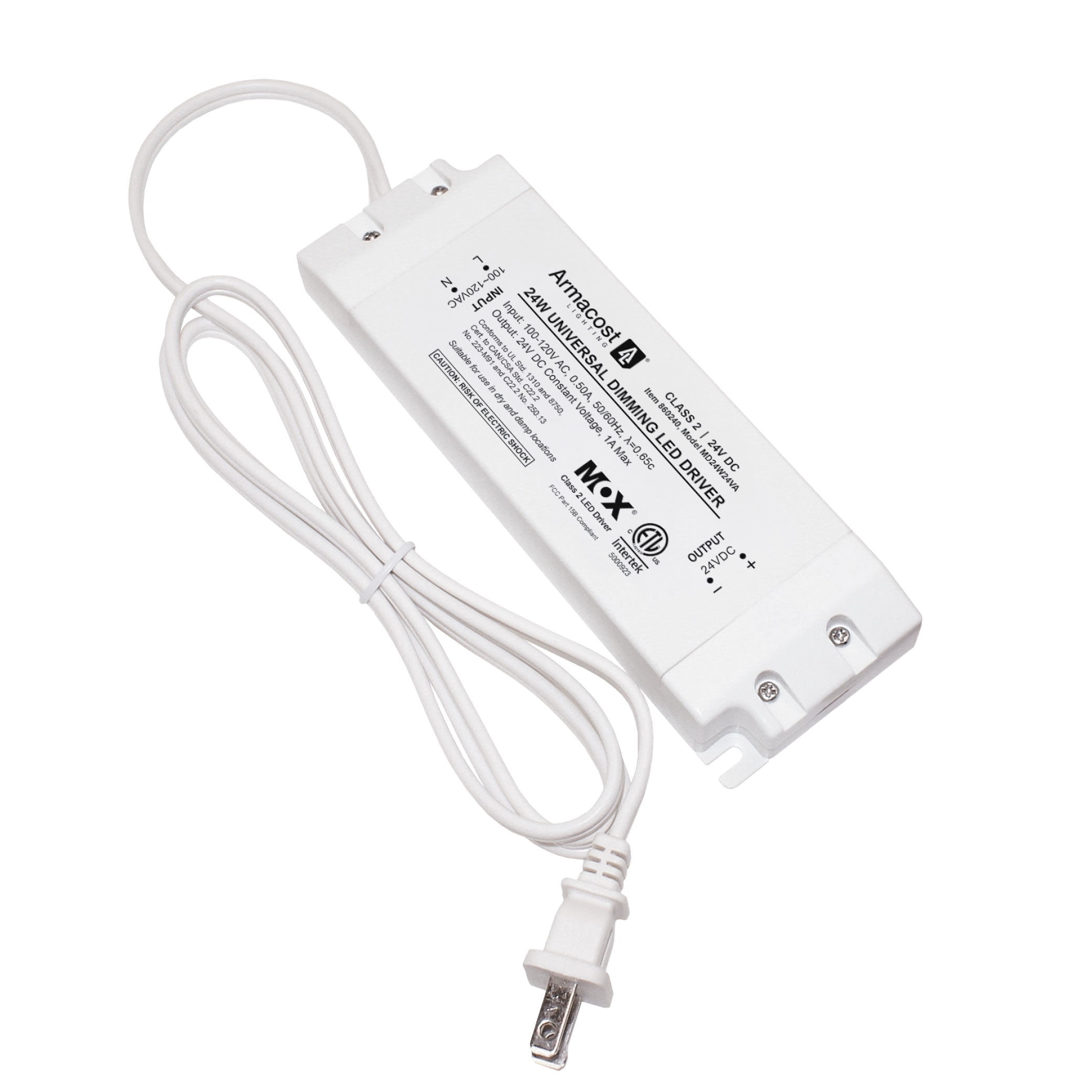 White Universal Dimmable LED Driver with Detachable Cord