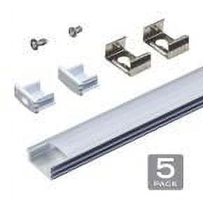 Silver Corner Mount LED Tape Light Channel with Diffuser, 5-Pack