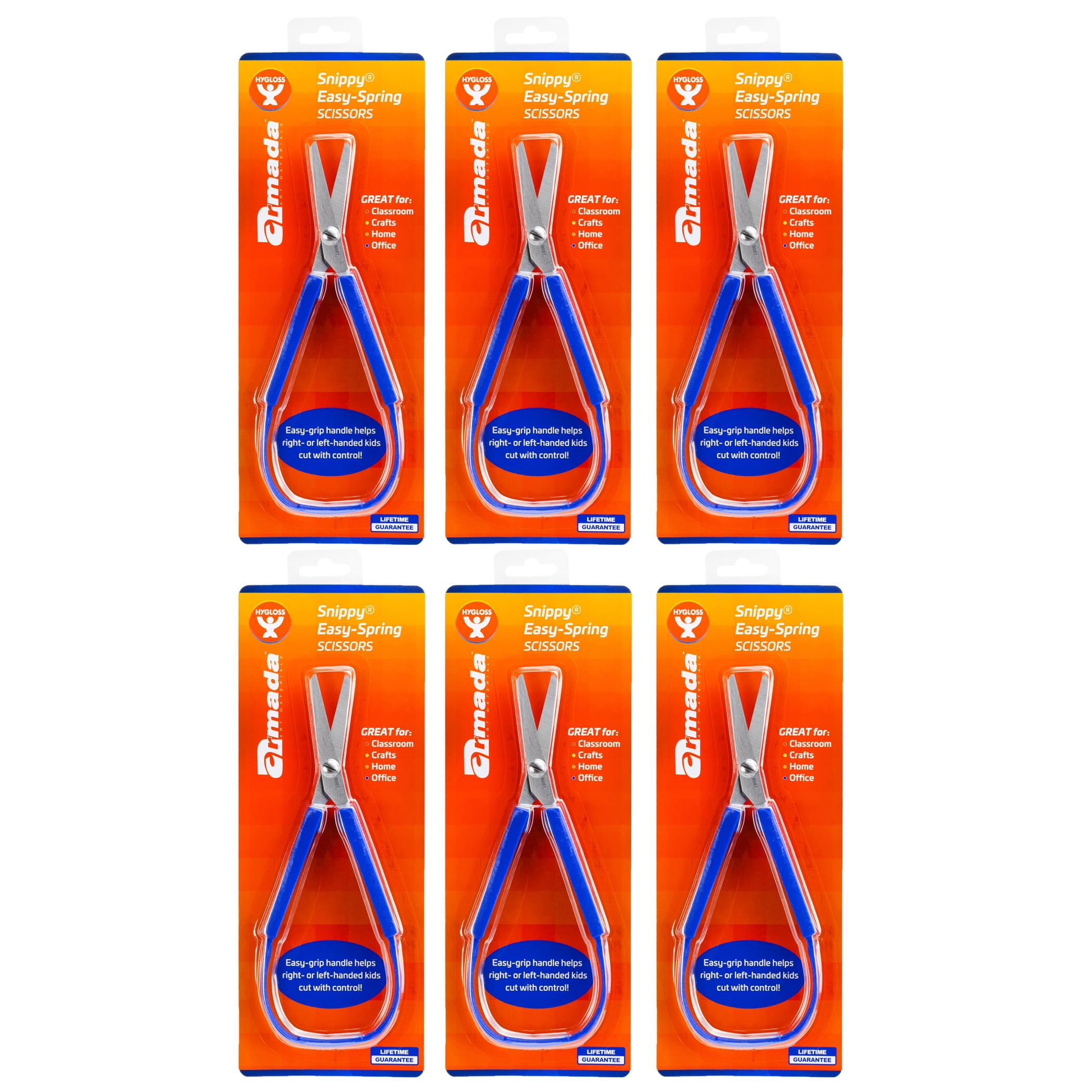 Armada Snippy Easy Spring Loop Scissors, Blunt Tip, Pack of 6