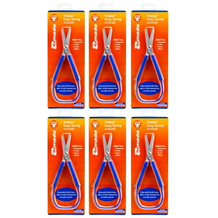 Armada Snippy Easy Spring Loop Scissors, Blunt Tip, Pack of 6