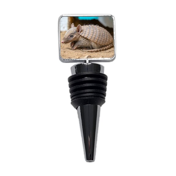 Armadillo Close Up Wine Bottle Stopper Cap Plug