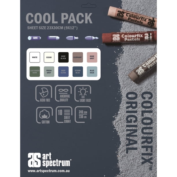 Armadillo Colourfix Pastel & Multi-Media Paper Pack, Cool Colors, 9