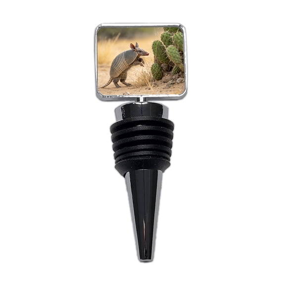 Armadillo In Desert Wine Bottle Stopper Cap Plug
