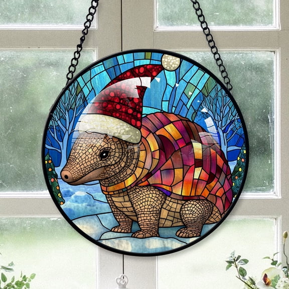 Armadillo Ornament Christmas 2025, Armadillo Stained Glass Window Hanging Decoration  Beautiful Glass Art Ornament for Home and Office