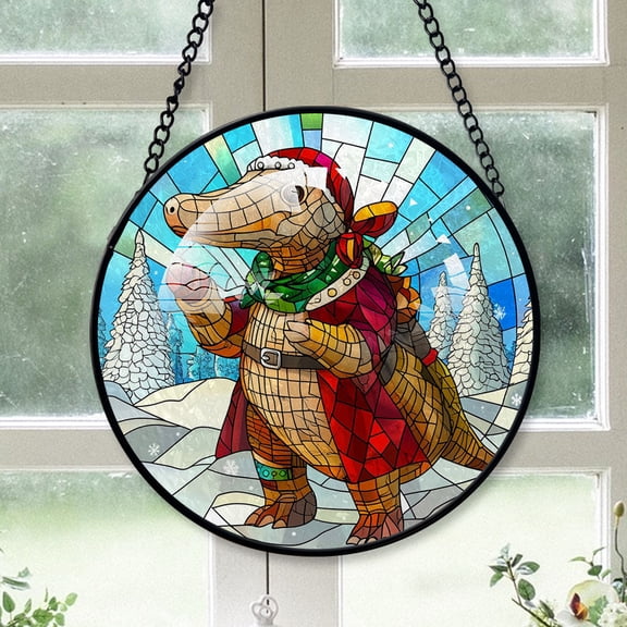 Armadillo Ornament Christmas 2025, Armadillo Stained Glass Window Hanging Ornament  Unique Wildlife Glass Art for Windows and Doors