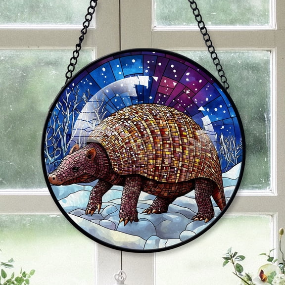 Armadillo Ornament Christmas 2025, ArmadilloStained Glass Window Hanging  Vibrant Handcrafted Decoration for Wildlife Enthusiasts