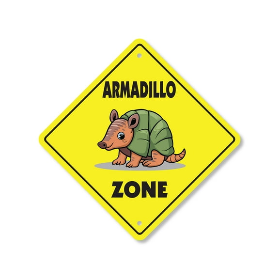 Armadillo Plastic Crossing Sign - 10 Inch X 10 Inch Xing Sign Gift Animal Wildlife Texas Nature Decor Southern Mammal Symbol Burrow Dig