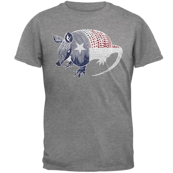 Armadillo Texas State Flag Distressed Silhouette Mens T Shirt Graphite X-LG