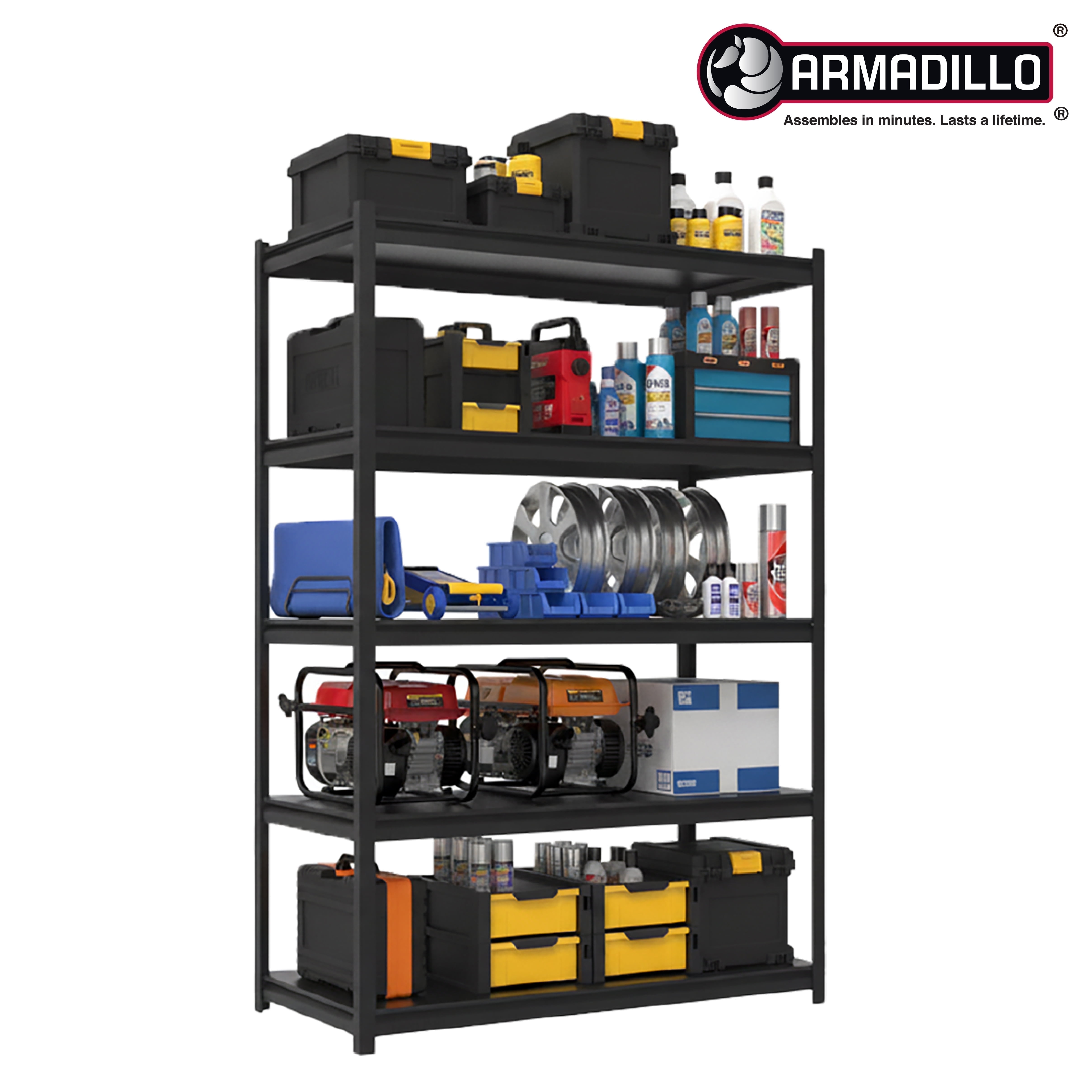 5-Tier Heavy Duty Metal Shelving Unit, Adjustable Steel Storage Rack, Garage Shelving Unit, 48" W x 24" D x 72" H, 4,000 lb Capacity