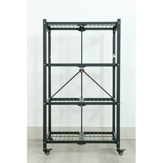 Armadillo Tough Collapsible Medium 4 Tier Metal Storage Shelf with 300 lb. Capacity with Wheels