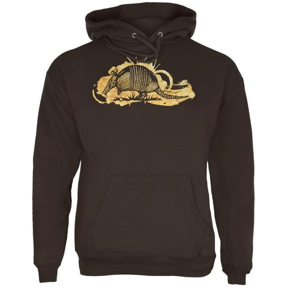 Armadillo Watercolor Splatter Mens Hoodie Brown LG
