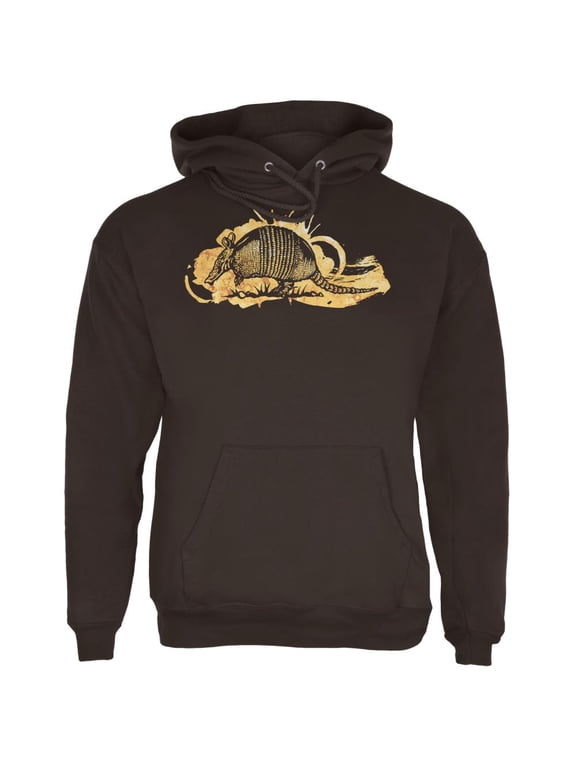 Armadillo Watercolor Splatter Mens Hoodie Brown LG