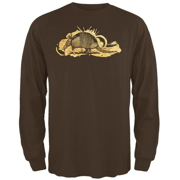 Armadillo Watercolor Splatter Mens Long Sleeve T Shirt Brown LG