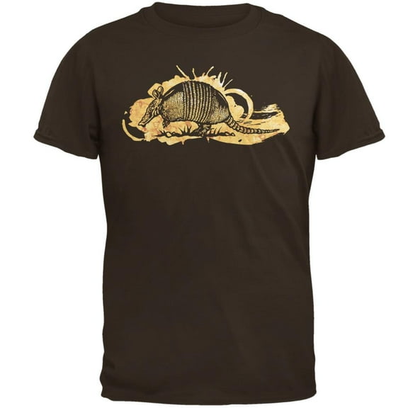Armadillo Watercolor Splatter Mens T Shirt Brown LG