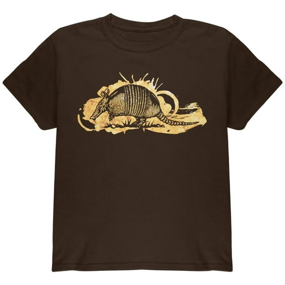 Armadillo Watercolor Splatter Youth T Shirt Dark Chocolate YMD