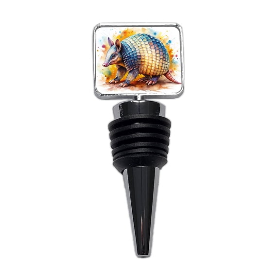 Armadillo Watercolor Wine Bottle Stopper Cap Plug