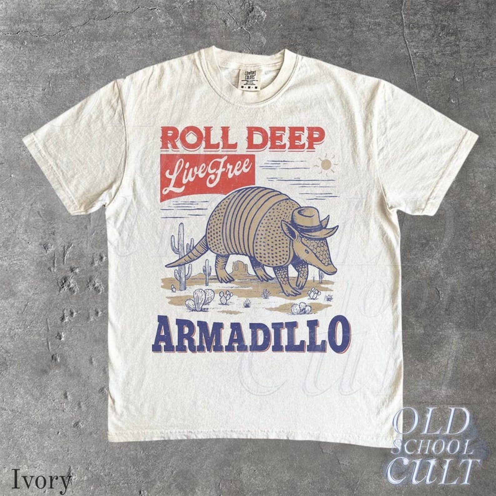 Armadillo Western Graphic T-Shirt, Vintage Cowboy Desert Tee, Roll Deep ...