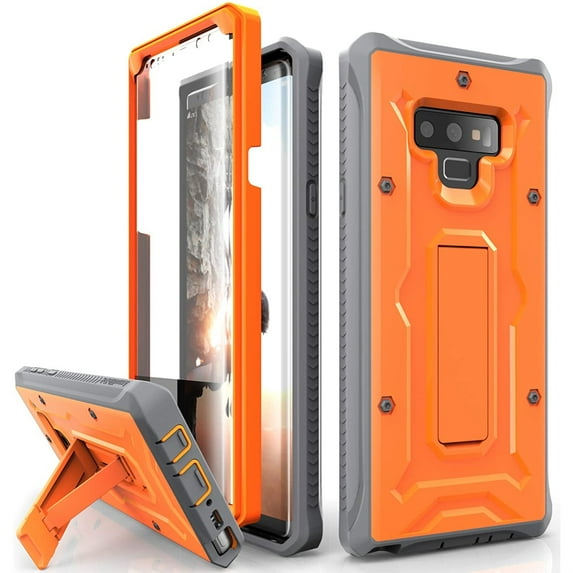 ArmadilloTek Vanguard Designed for Samsung Galaxy Note 9 Case (2018 Release) Military Grade Full-Body Rugged with Built-in Screen Protector & Kickstand - Orange