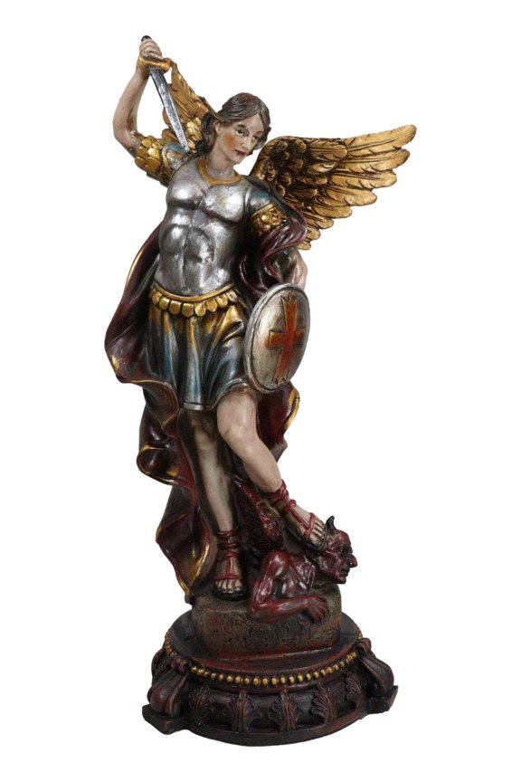 Armageddon War Archangel Saint Michael With Sword Trampling On Satan Figurine
