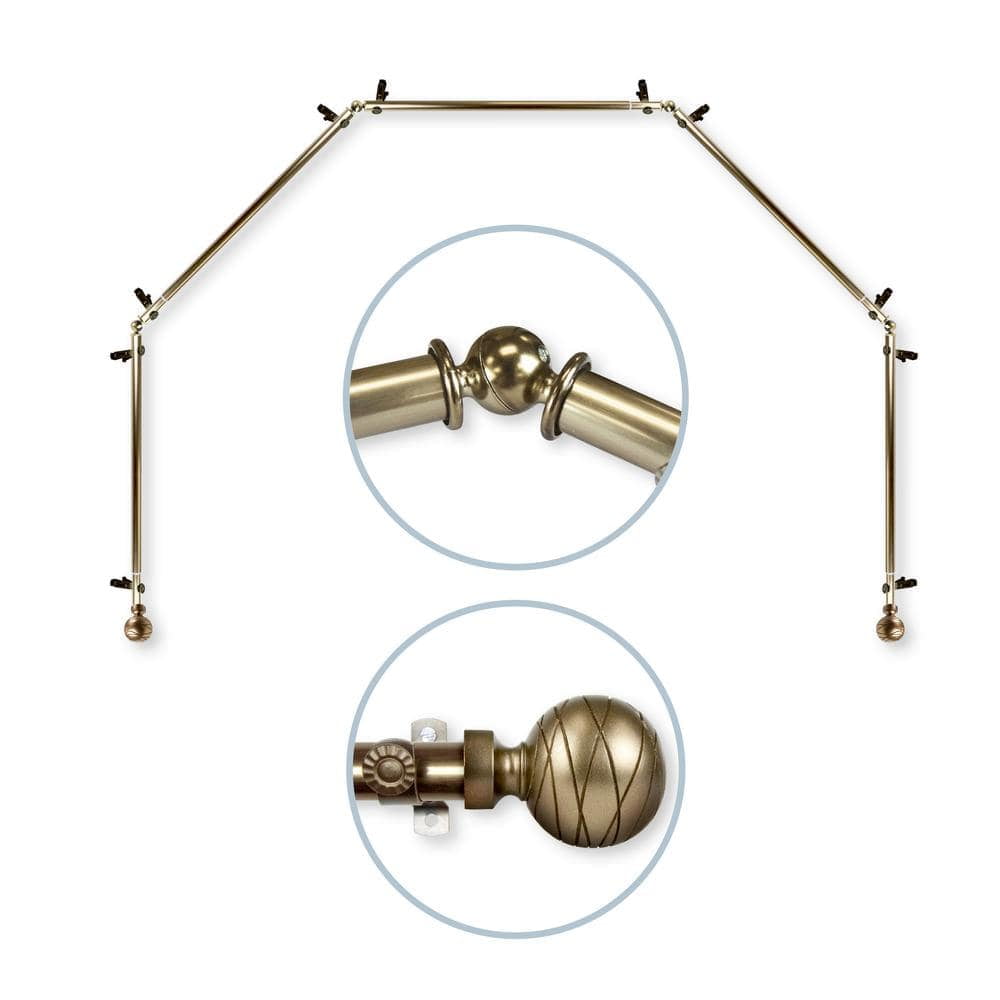 Arman 5 to Sided 13/16 in. Dia Bay Window Single Curtain Rod in Antique