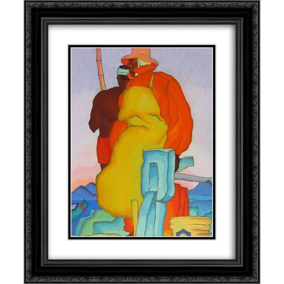 Arman Manookian 2x Matted 20x24 Black Ornate Framed Art Print 'Polynesian Fishermen'